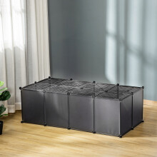 PawHut DIY Pet Playpen 28 Panels Small Animal Cage for Guinea Pigs Grey