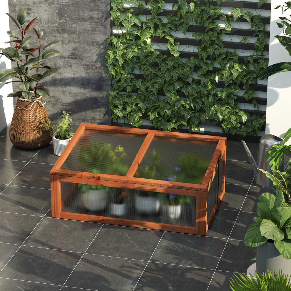 Outsunny Square Wooden Outdoor Greenhouse For Plants Pc Board 100 X 65 X 40Cm