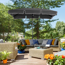 Outsunny Aluminium Sun Umbrella Parasol Patio Rectangular 2M x 1.3M Grey