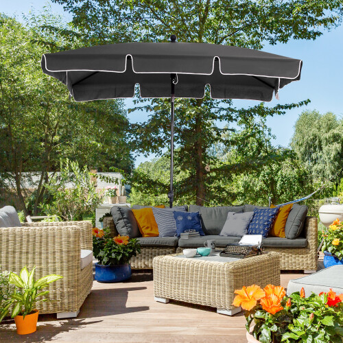 Outsunny Outsunny Aluminium Sun Umbrella Parasol Patio Rectangular 2M x 1.3M Grey