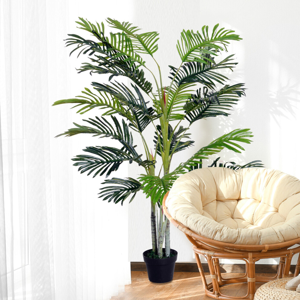 Outsunny 150Cm(5Ft) Palm Tree Artificial Faux Decor Plant Home Office Green