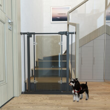 PawHut 76-82 cm Adjustable Pressure Fit Pet Safety Gate Dog Barrier, Black