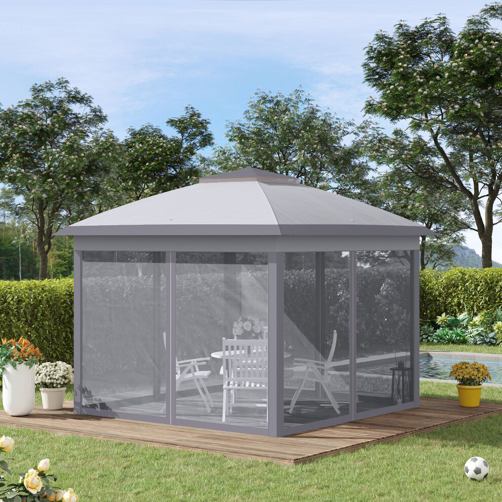Outsunny Gazebo - Grey - Steel Frame - 190cm Adjustable Height - Image 4