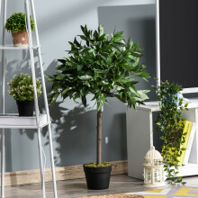 Outsunny 2-Pack 90cm Bay Laurel Topiary Trees with Pots - Realistic Artificial Foliage, Indoor/Outdoor (844-364V01)
