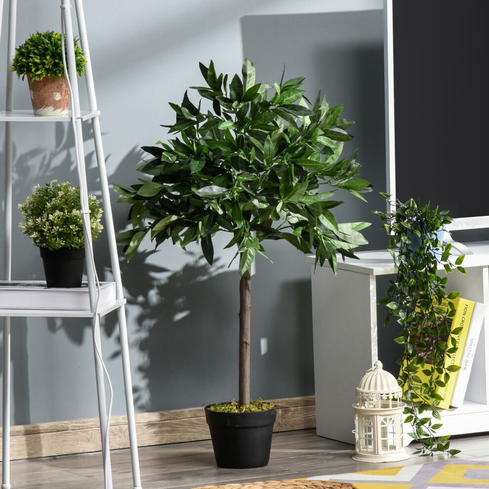 Outsunny Artificial Bay Laurel Topiary Trees Realistic 3FT Set of 2 Green | Twisted Trunk, Lush Topiary Ball Tree, Weighted Pot, Indoor Greenery Plant, Home Office Garden Decor - Image 6