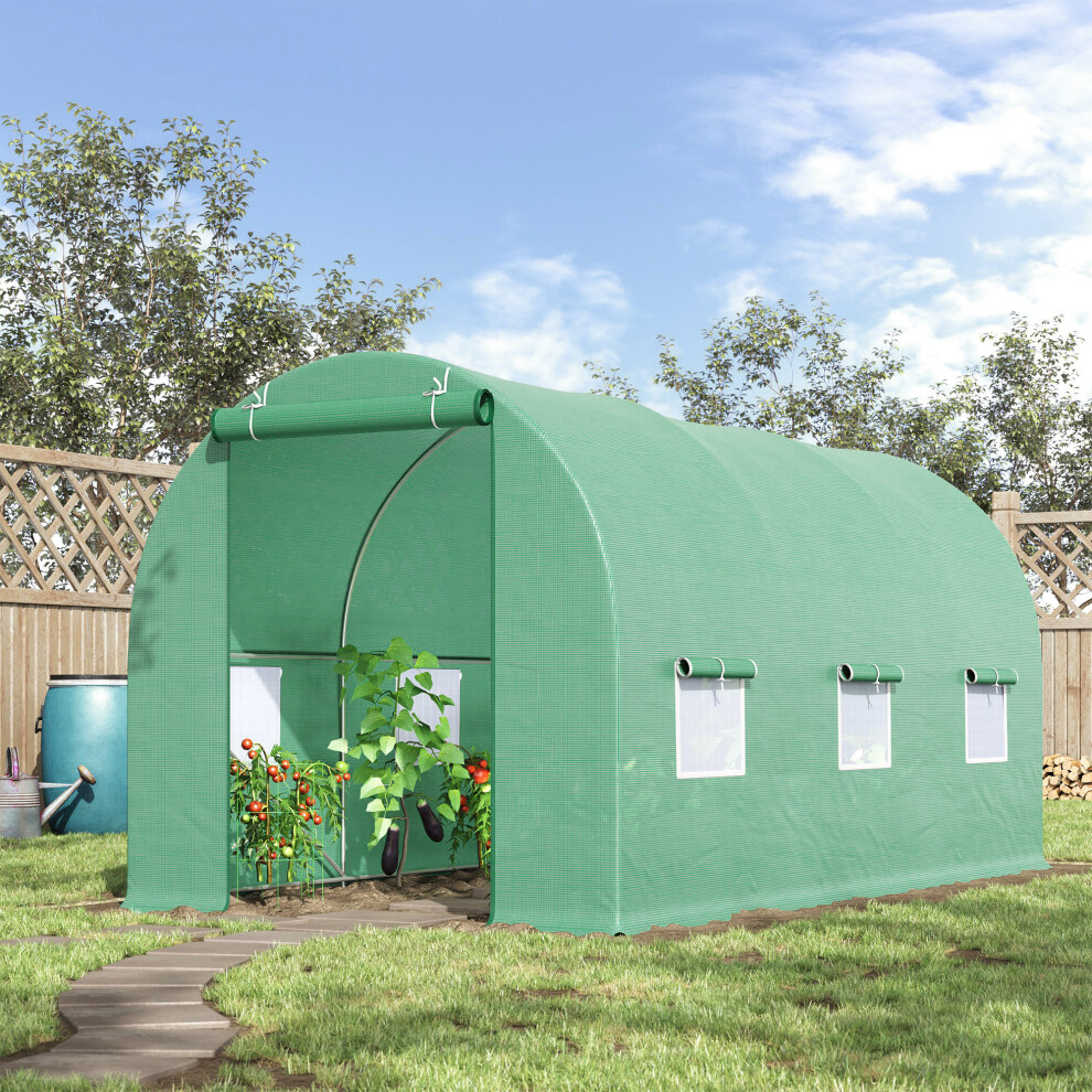 Outsunny Polytunnel Greenhouse - 6.5 x 14.6ft - Green - Image 5