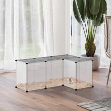 PawHut DIY Pet Playpen 22 Panels Small Animal Cage for Guinea Pigs Clear