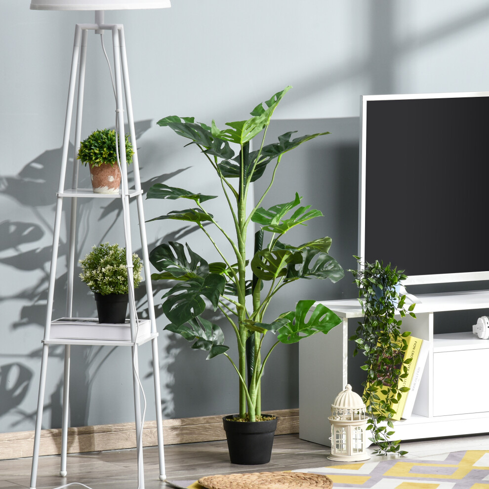 Outsunny 100Cm/3.3Ft Artificial Monstera Tree Fake Plant In Pot Indoor Outdoor - Image 6