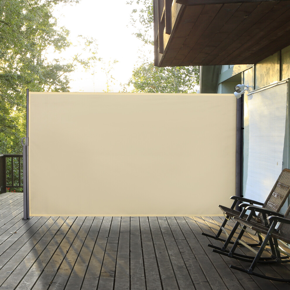 Outsunny 3x1.8M Retractable Side Awning Screen Fence Patio Privacy Divider Cream