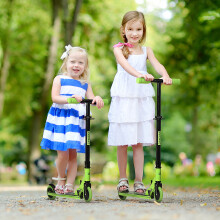 HOMCOM Kids Scooter Foldable Kick Scooter Adjustable Height for 3-8 Years Green