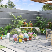 Outsunny Tunnel Greenhouse Grow House Steel Frame PVC Clear 200x100x80 cm
