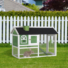 PawHut Rabbit Hutch, Guinea Pig Hutch 2 Tiers Outdoor w/Tray & Ramp, Green