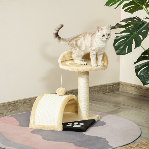 PawHut PawHut Cat Tree Scratching Post Activity Centre Climber Hanging Ball Beige