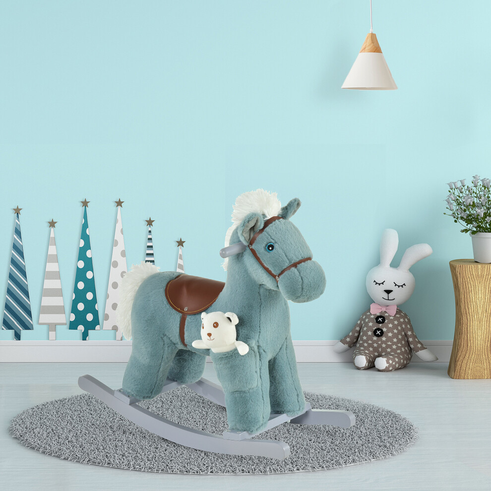 Homcom Kids Plush Ride-On Rocking Horse With Plush Toy Sound Handle Grip