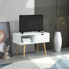 HOMCOM TV Unit Media Console Table TV Stand with Shelf and Drawer, White