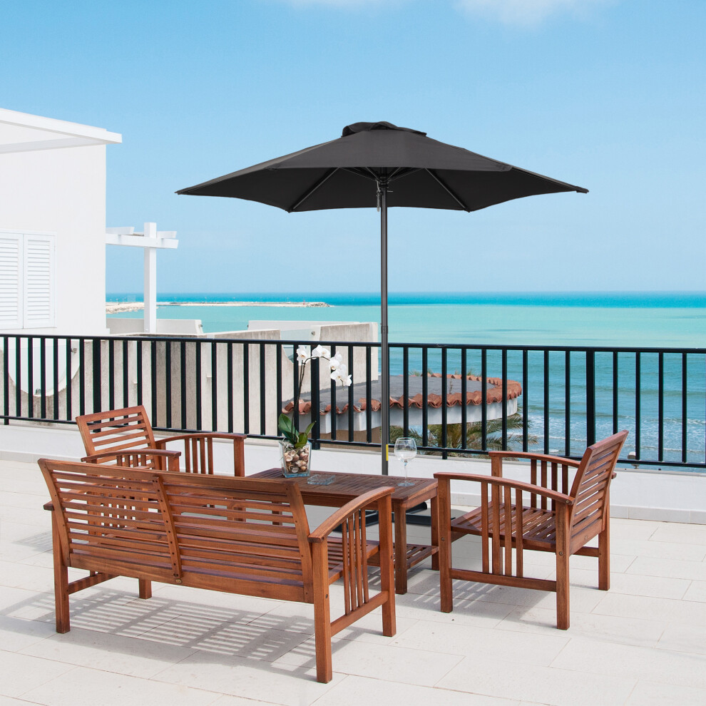 Outsunny 2M Parasol Patio Umbrella, Outdoor Sun Shade With 6 Ribs Black