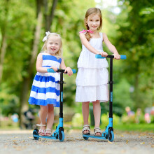 HOMCOM Kids Scooter Foldable Kick Scooter Adjustable Height for 3-8 Years Blue