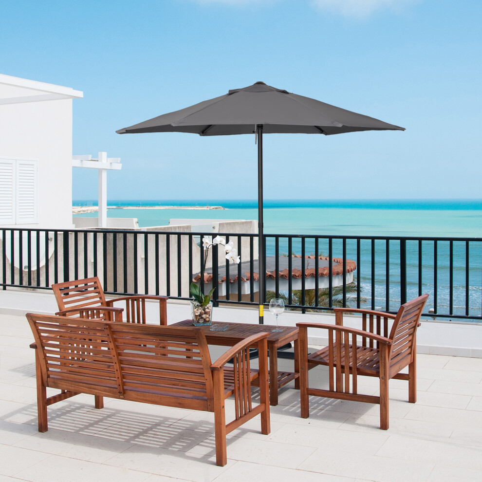Outsunny 2M Parasol Patio Umbrella, Outdoor Sun Shade With 6 Ribs Dark/Grey