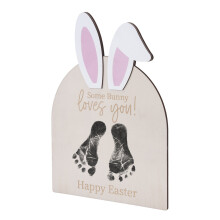 (B   white,  (18 x 22.5 cm)) Easter Children's Footprint Message Card First Footprint Wooden Milestone Card Ornament