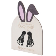 (B Brown, (18 x 22.5 cm)) Easter Children's Footprint Message Card First Footprint Wooden Milestone Card Ornament