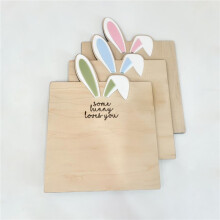 (A Greey, (18 x 22.5 cm)) Easter Children's Footprint Message Card First Footprint Wooden Milestone Card Ornament