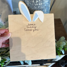 (A Blue, (18 x 22.5 cm)) Easter Children's Footprint Message Card First Footprint Wooden Milestone Card Ornament