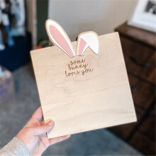 (A Pink, (18 x 22.5 cm)) Easter Children's Footprint Message Card First Footprint Wooden Milestone Card Ornament