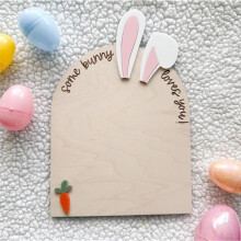 (C Pink, (18 x 22.5 cm)) Easter Children's Footprint Message Card First Footprint Wooden Milestone Card Ornament