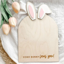 (D Pink, (18 x 22.5 cm)) Easter Children's Footprint Message Card First Footprint Wooden Milestone Card Ornament