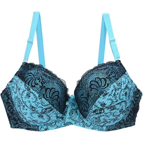 (42E, Blue) Women's Push up Bra for Women Plus Size Underwire Supportive Bra Set