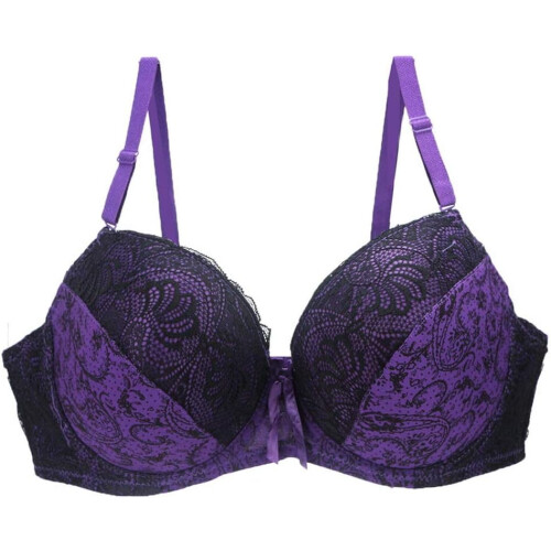 (42E, Purple) Women's Push up Bra for Women Plus Size Underwire Supportive Bra Set