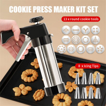 13PCS/SET DIY Handmatige Cookie Mold Gun Cookie Press Kit Machinegeweer Decoreren Sneezing Machine Making Churros Device Baking Tool