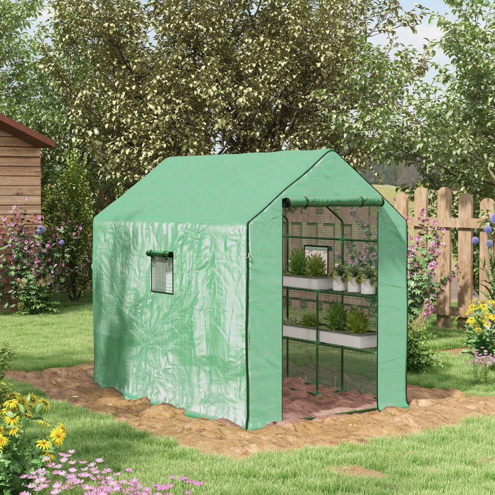 Outsunny Walk-In Outdoor House With Door And Mesh Windows, Green Small