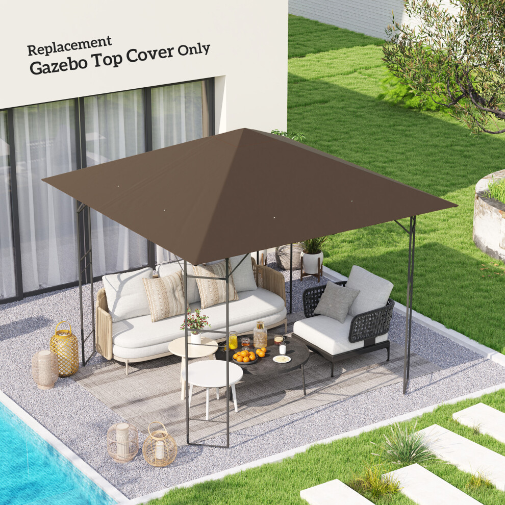 Outsunny 3 x 3(m) Gazebo Canopy Replacement Cover with Drain Holes, Brown