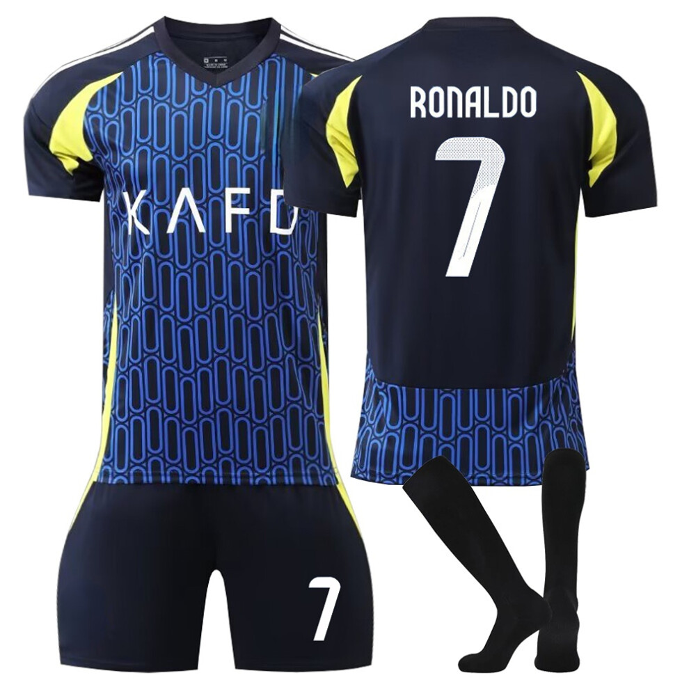 (28) Junze 24/25 Al-Nassr Away Football Activewear Jersey No.7 Ronaldo Fans Football Training Shirt For Kids And Adult