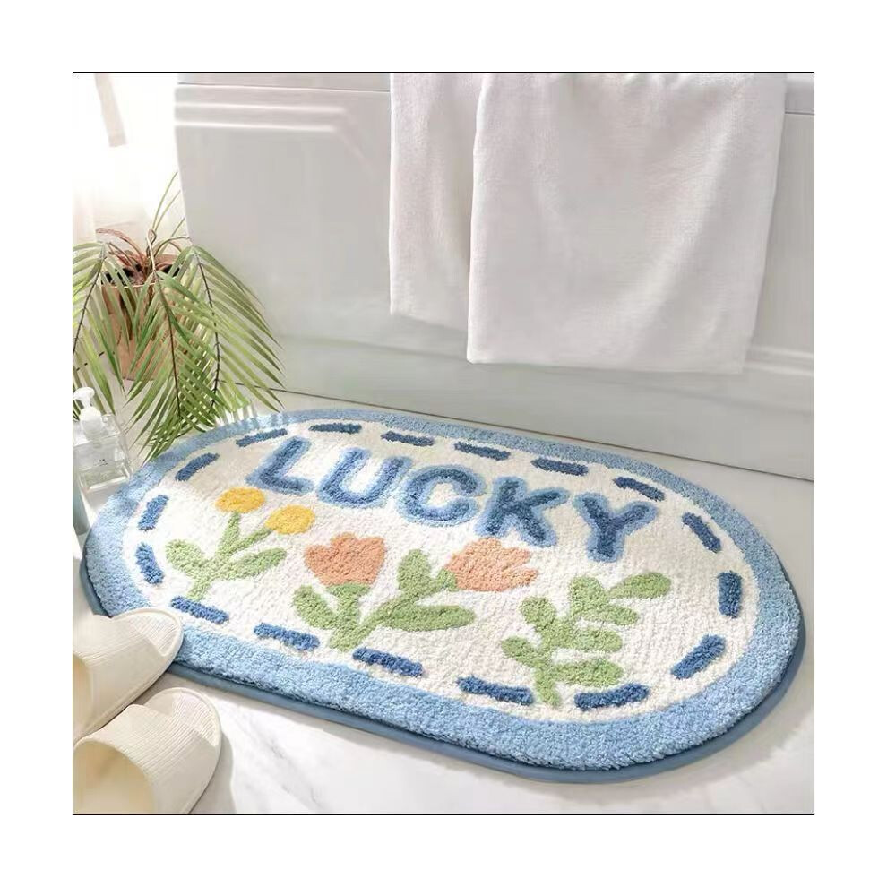 (fresh, 60X90cm 23.6X35.4in) Fruit watermelon suction bathroom carpet imitation cashmere toilet floor mat household non-slip