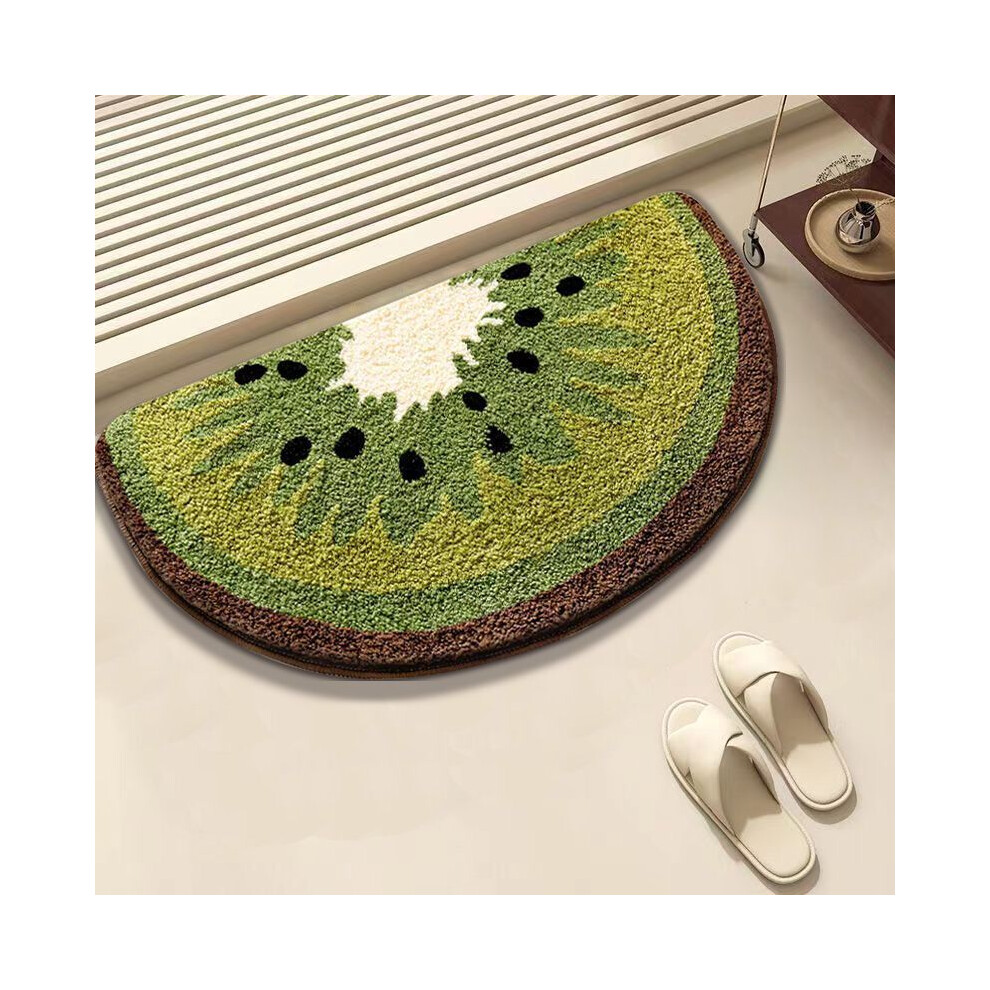 (Kiwi, 100X150CM39.3X59in) Fruit watermelon suction bathroom carpet imitation cashmere toilet floor mat household non-slip
