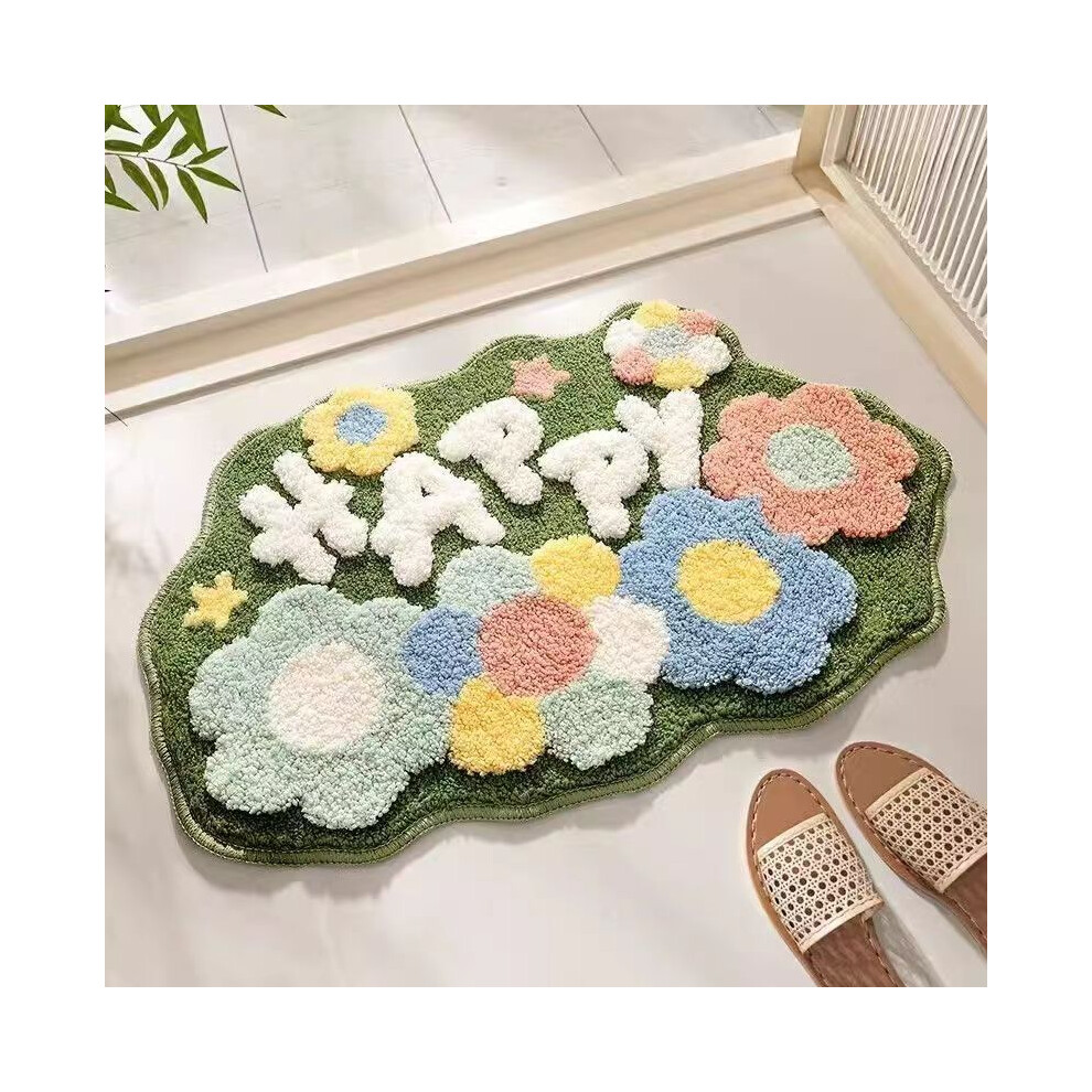 (iridescent, 120X180CM47.2X70.8in) Fruit watermelon suction bathroom carpet imitation cashmere toilet floor mat household non-slip