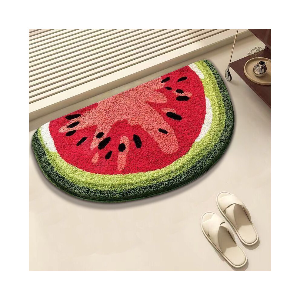 (Watermelon cubes, 50X80cm 19.7X31.5in) Fruit watermelon suction bathroom carpet imitation cashmere toilet floor mat household non-slip