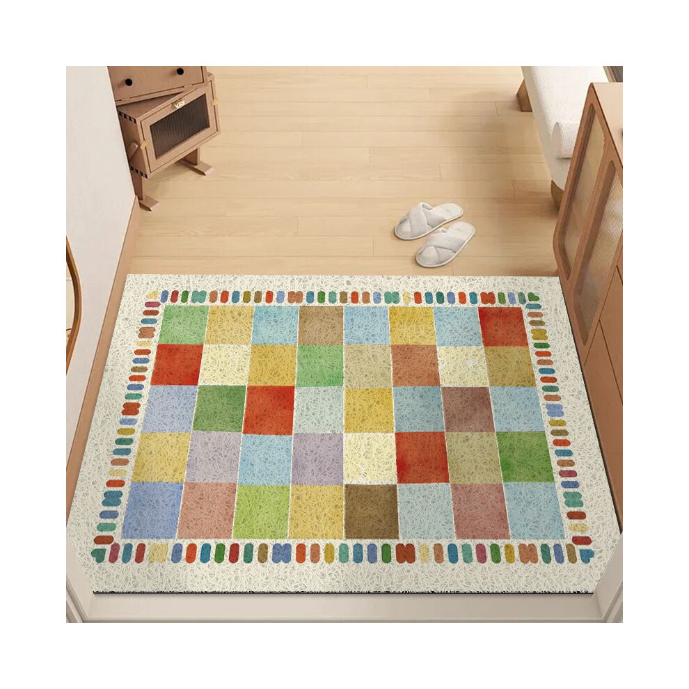 (American Retro-C, 100X120cm39.3X47.2in) American retro style household foot mats, door floor mats, entrance door non-slip carpet, door dirt-resistant silk ring mats