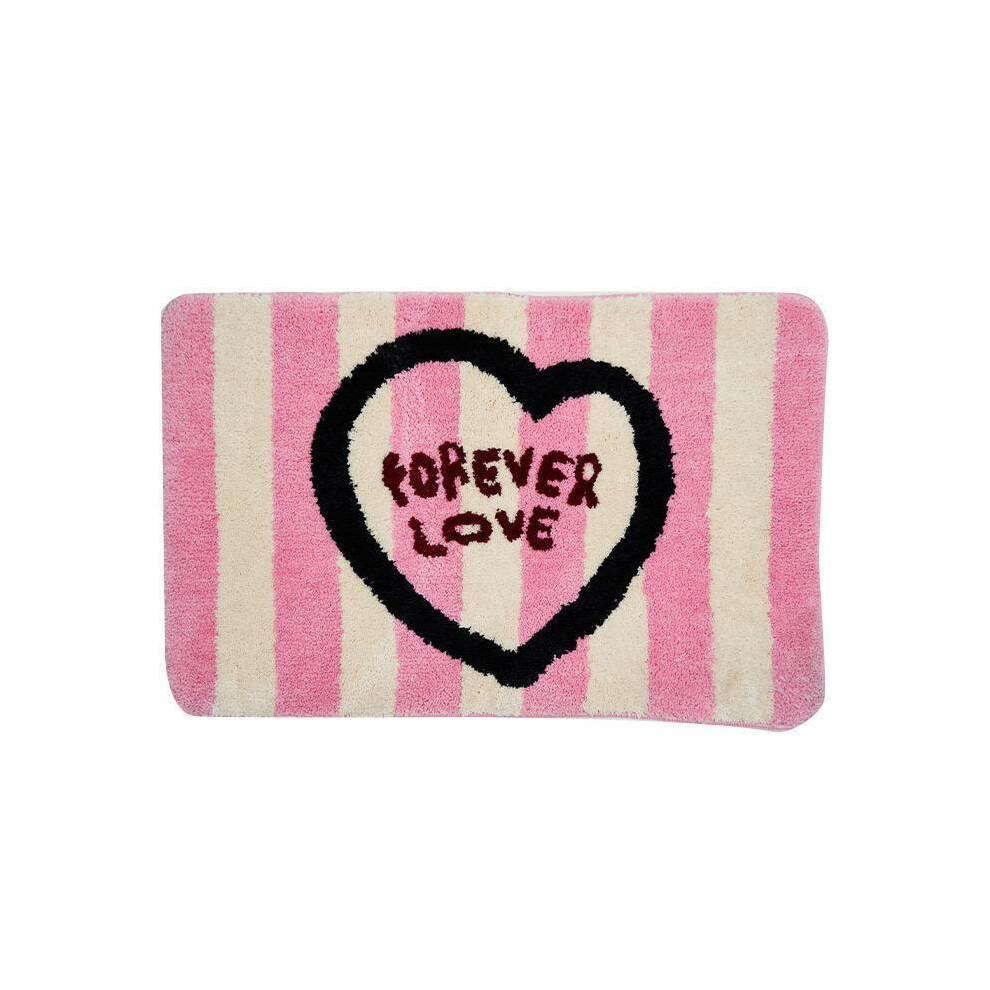(love, 100X150cm 39.3X59in) Cartoon imitation cashmere carpet plush, dirt resistant and non slip, bathroom absorbent and machine washable mat