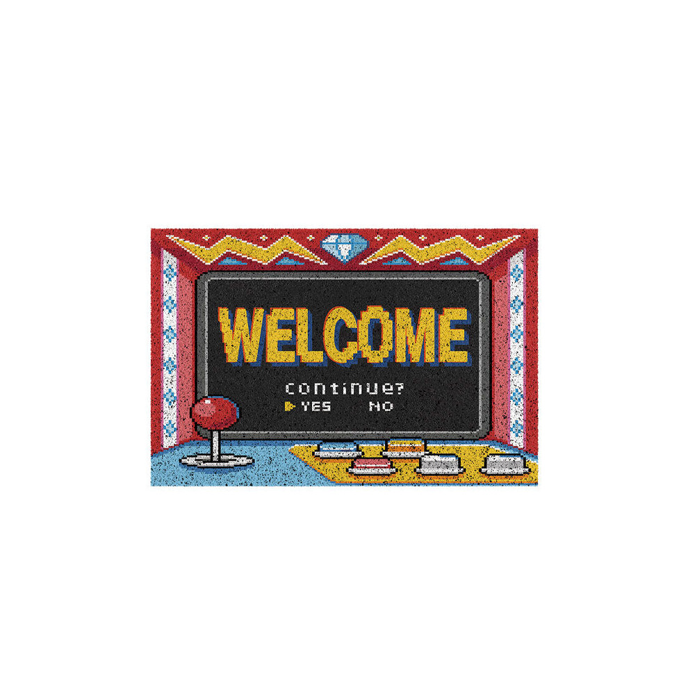 (Q retro game console, 80X120cm 31.5X47.3in) Game console outdoor floor mat, dirt resistant, no wash, retro nostalgic style foot mat