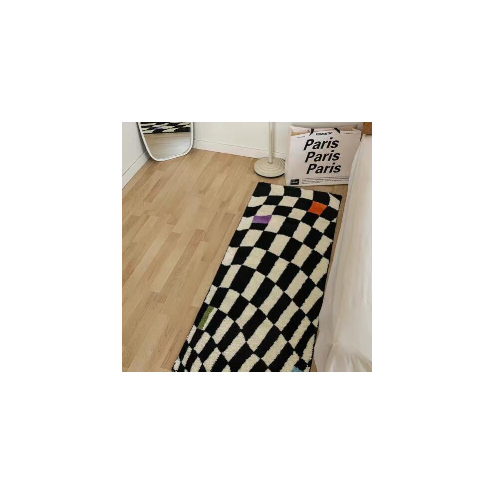 (A-3, 100X150cm 39.3X59in) Imitation cashmere bedside blanket, long bedroom ins style, high aesthetic value, no wash, dirt resistant bedroom floor mat