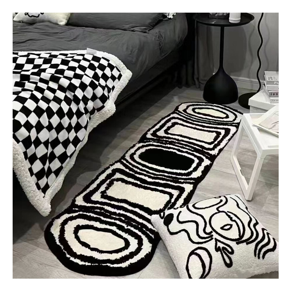 (A-2, 120X180cm47.2X70.8in) Imitation cashmere bedside blanket, long bedroom ins style, high aesthetic value, no wash, dirt resistant bedroom floor ma