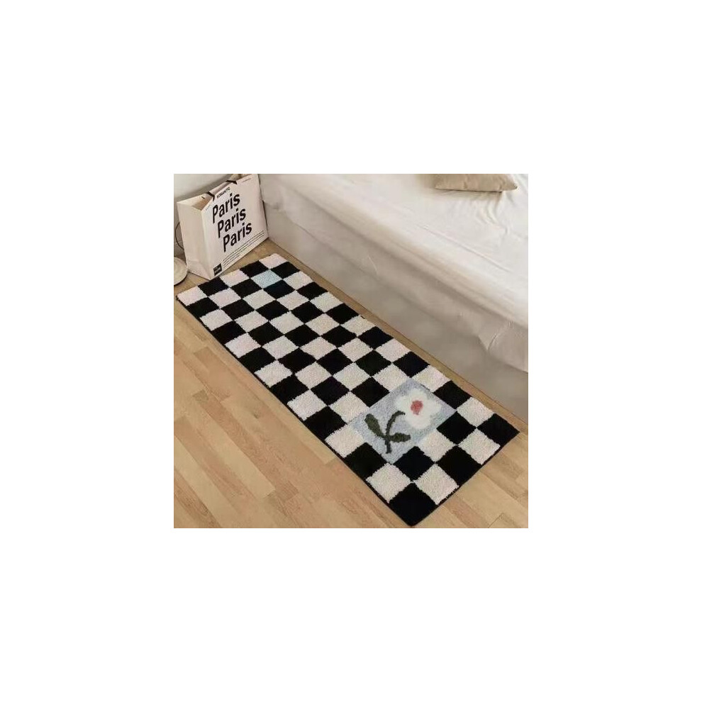 (A-6, 60X90cm 23.6X35.4in) Imitation cashmere bedside blanket, long bedroom ins style, high aesthetic value, no wash, dirt resistant bedroom floor mat