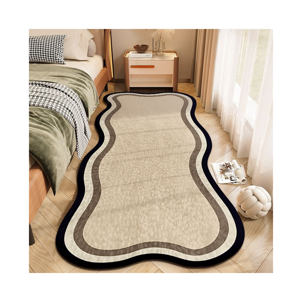 (A-3, 100X150cm 39.3X59in) Imitation cashmere bedroom, bedside, living room, simple floor mat, dirt resistant and anti slip room carpet