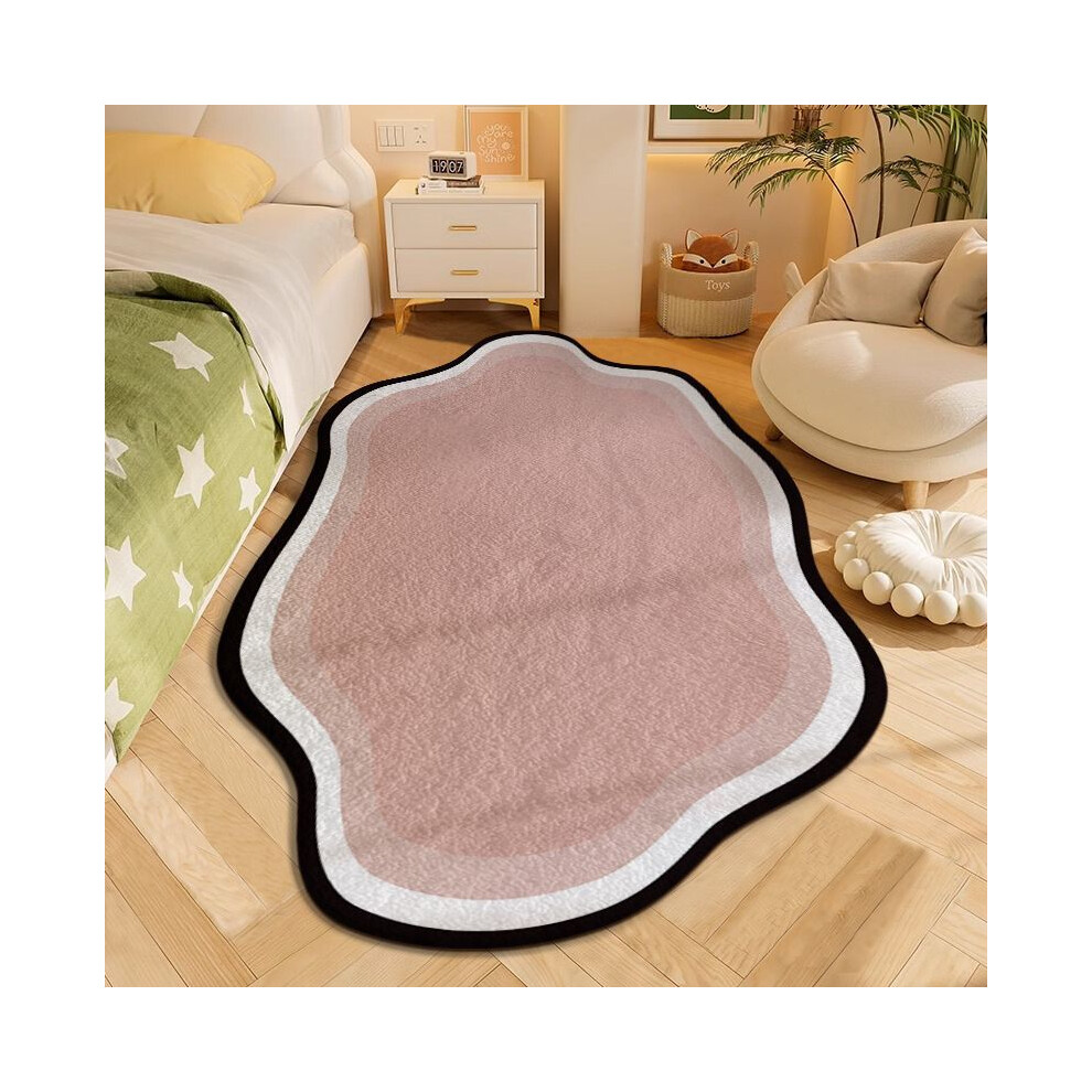 (A-4, 100X150cm 39.3X59in) Imitation cashmere bedroom, bedside, living room, simple floor mat, dirt resistant and anti slip room carpet