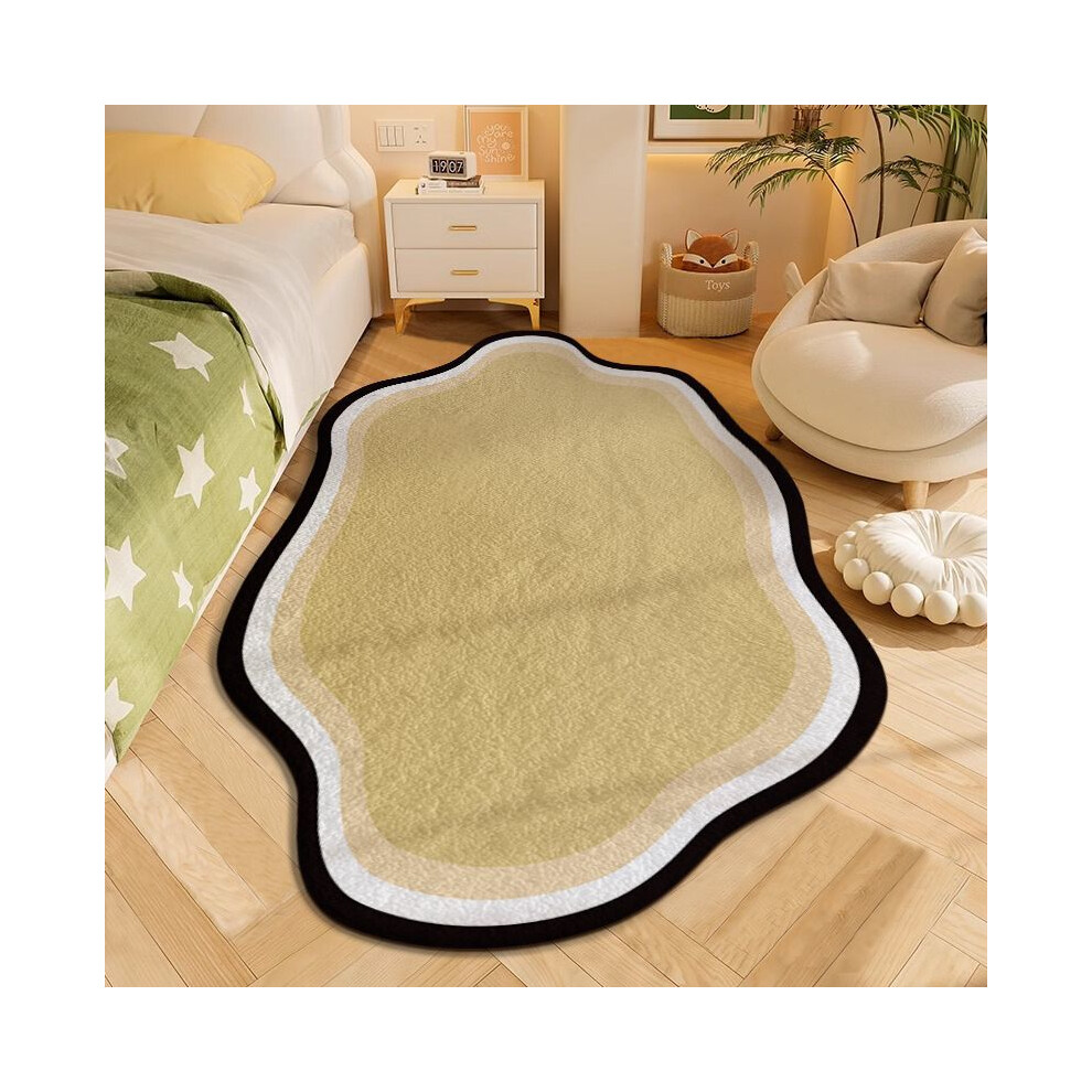(A-6, 60X90cm 23.6X35.4in) Imitation cashmere bedroom, bedside, living room, simple floor mat, dirt resistant and anti slip room carpet