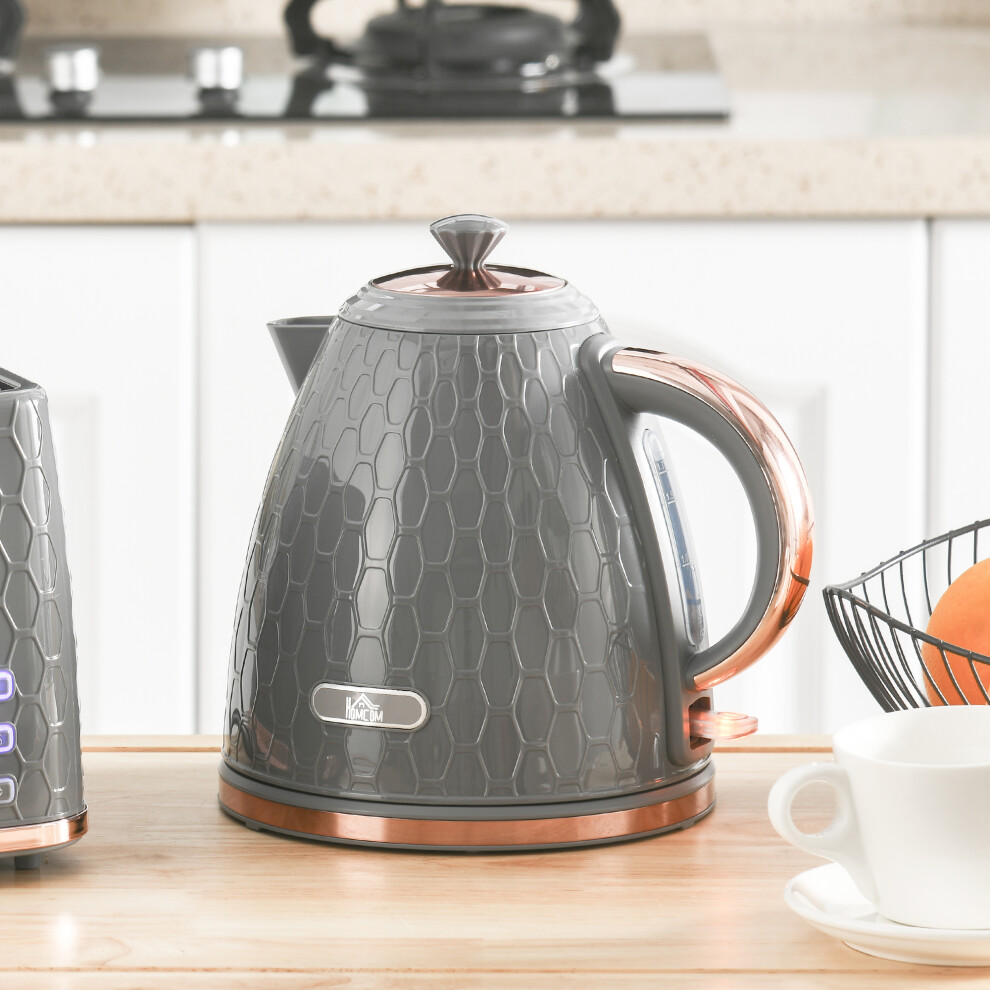 HOMCOM Electric Kettle, Fast Boil, 1.7L, 3kW, Swivel, Auto Shut-off, Grey