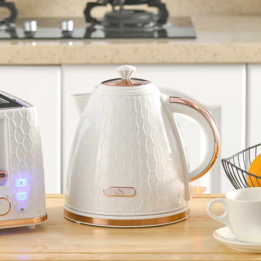 Homcom Electric Kettle 1.7L, 3000W, Fast 42S Boil, Auto Shut-Off, Boil-Dry Safe, 360 Base, Cream (Code: 800-206V70cw)